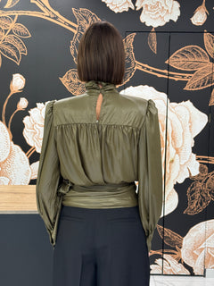 blusa spalline con fusciacca colore militare - HAVEONE