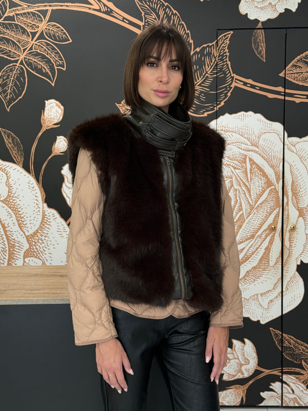 GILET IN ECOPELLICCIA moro - HAVEONE