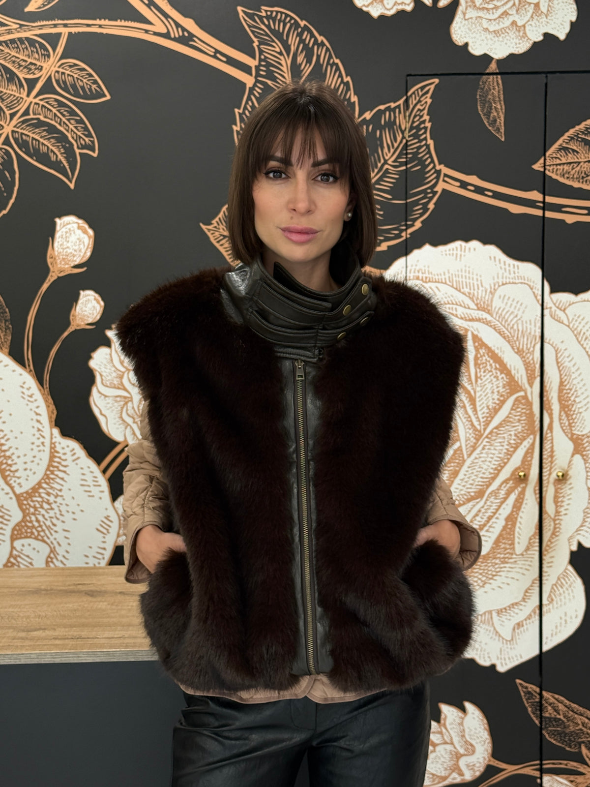 GILET IN ECOPELLICCIA moro - HAVEONE
