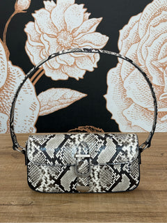 BORSA PENCIL BELTED EFFETTO PITONE BURRO/NERO - VICOLO