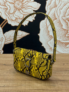 BORSA PENCIL BELTED EFFETTO PITONE giallo/NERO - VICOLO (Copia)