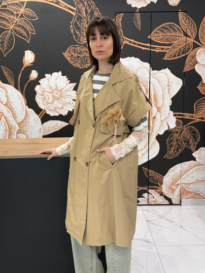 Trench smanicato beige - Philia Loft