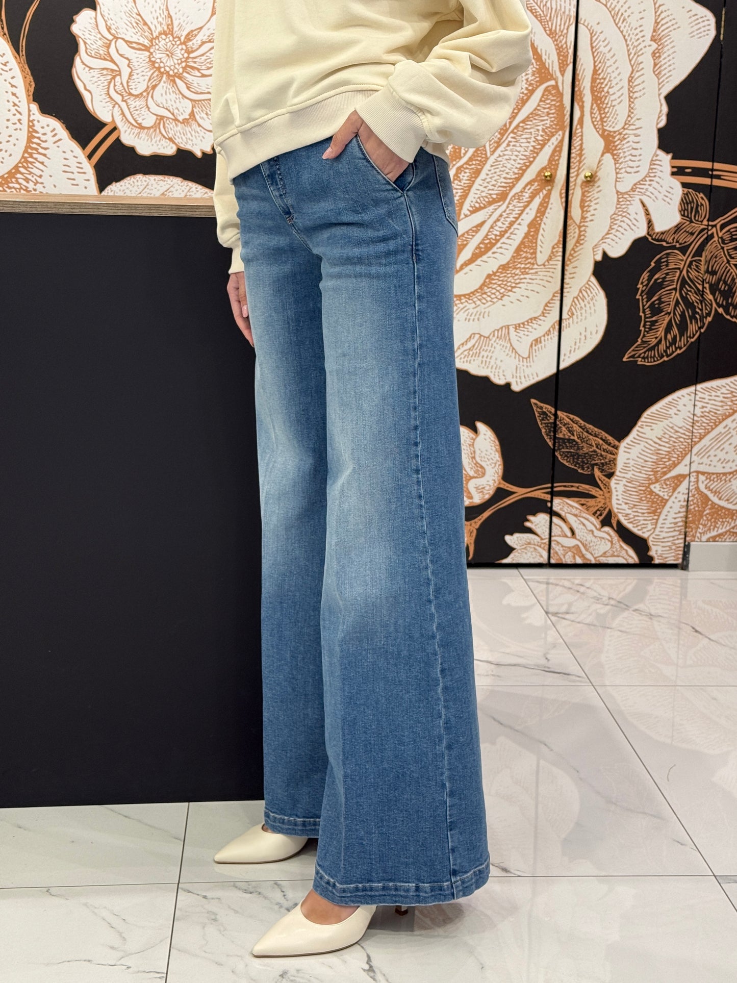 Jeans Elena wide leg a vita media - Vicolo