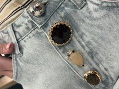 Jeans Zoe bottoni gioiello grigio - Vicolo