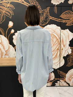 Camicia over a righe celeste - Philia Loft
