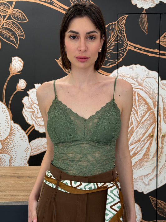Top in pizzo verde - Philia Loft