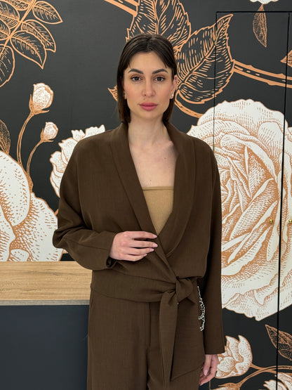 Giacca fluida incrociata con  fusciacca - HAVEONE