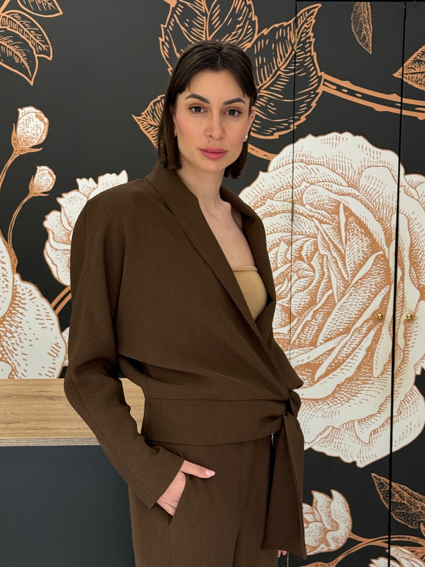 Giacca fluida incrociata con  fusciacca - HAVEONE