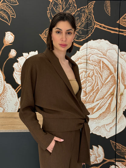 Giacca fluida incrociata con  fusciacca - HAVEONE