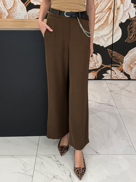 Pantalone fluido a gamba ampia con cintura - HAVEONE