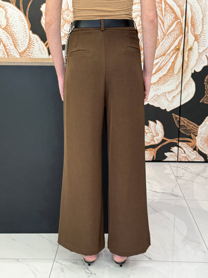 Pantalone fluido a gamba ampia con cintura - HAVEONE