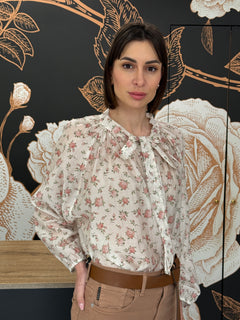 Camicia fantasia floreale con fiocco - Philia