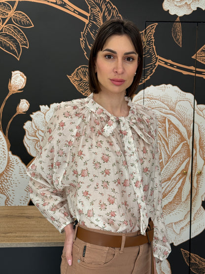Camicia fantasia floreale con fiocco - Philia