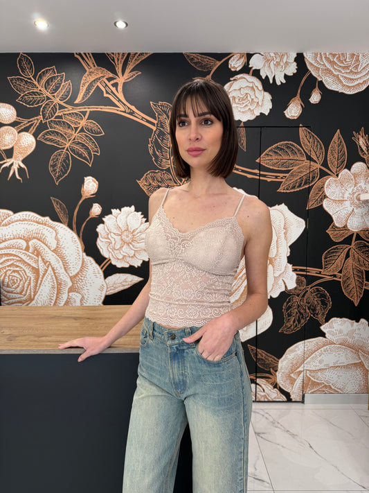 Top in pizzo beige - Philia Loft
