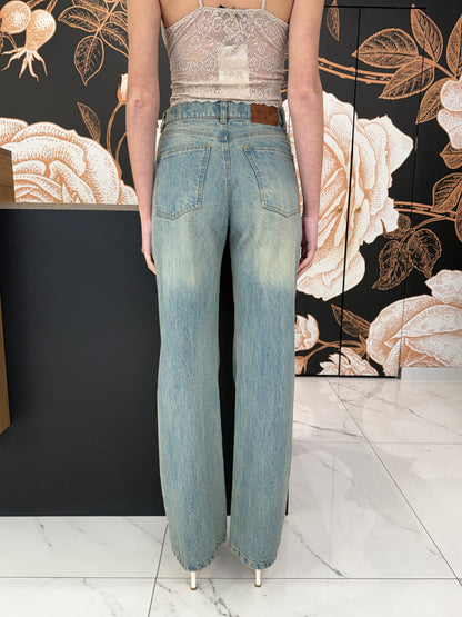Jeans wide leg lavaggio effetto vintage - Philia Loft