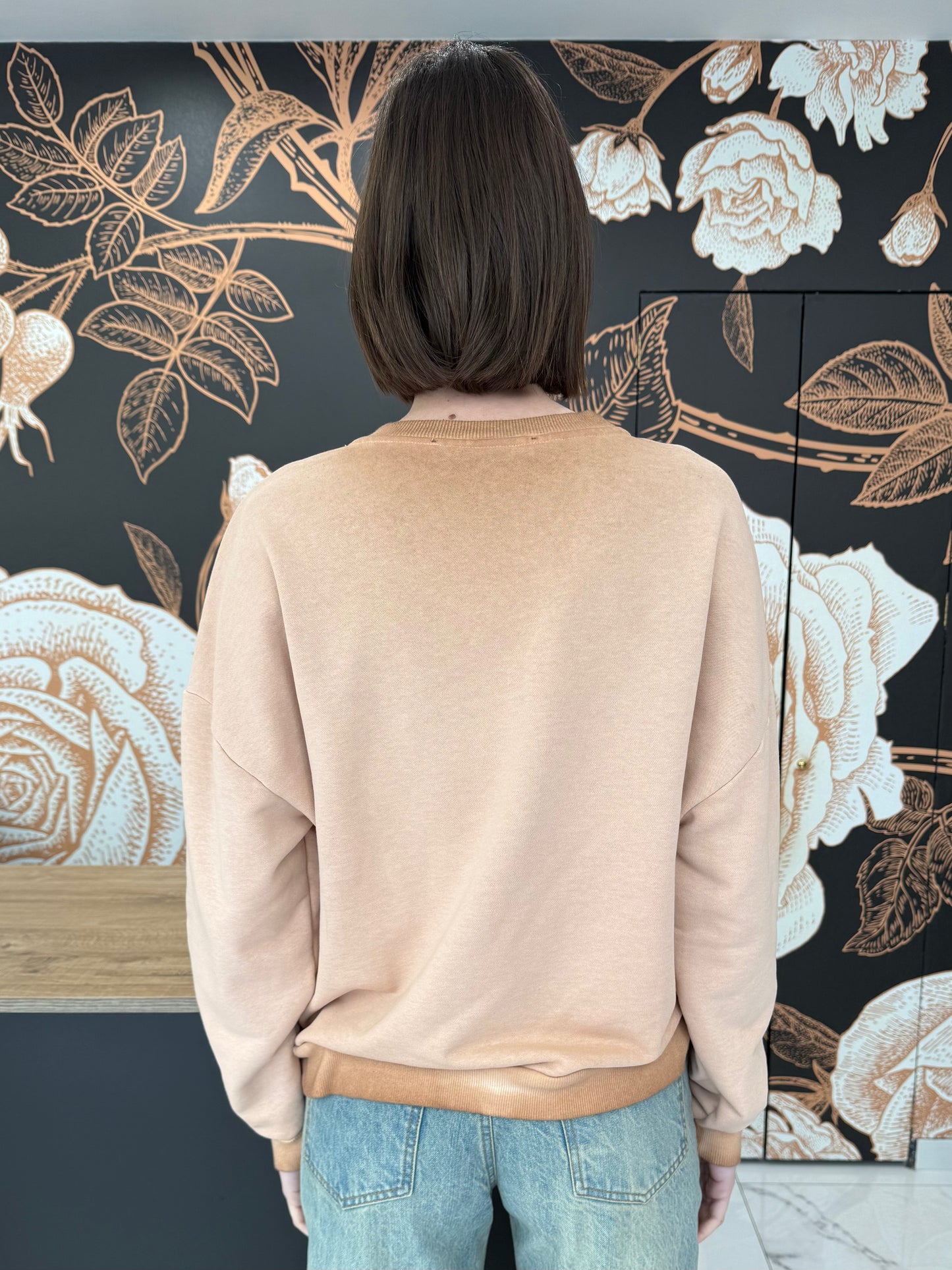 Felpa girocollo cuore rosa - HAVEONE