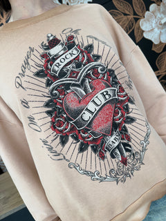 Felpa girocollo cuore rosa - HAVEONE
