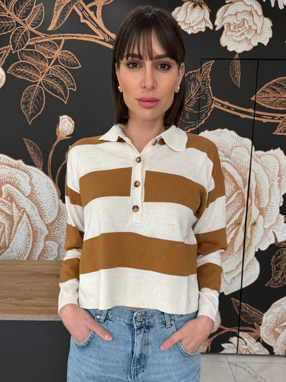Maglia polo a righe bicolor- Vicolo