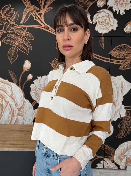 Maglia polo a righe bicolor- Vicolo