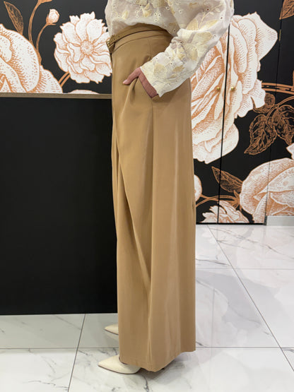 Pantalone tabacco con ampie pinces - HAVEONE