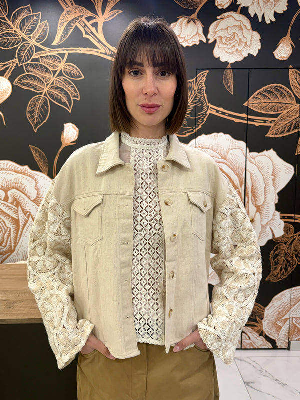 Giacca con maniche ricamate crochet - HAVEONE