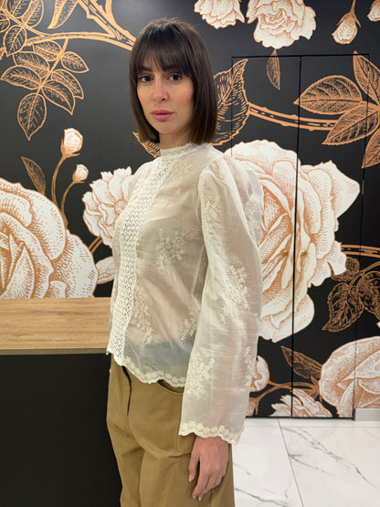 Blusa passamaneria e maniche a campana - HAVEONE