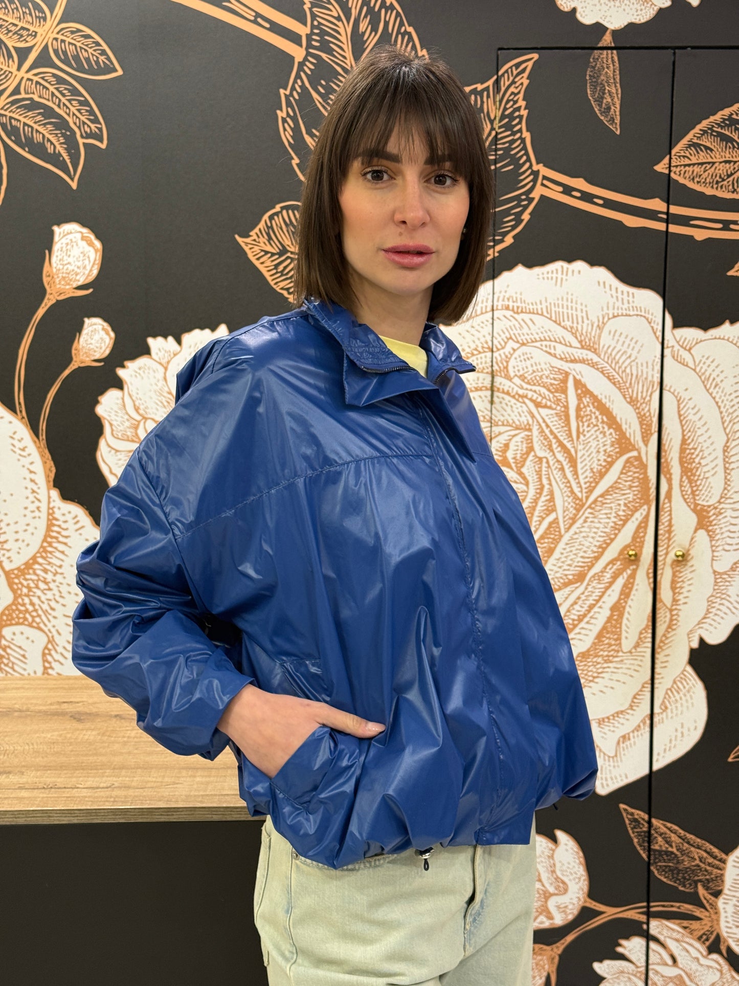 Bomber nylon bluette con coulisse - HAVEONE