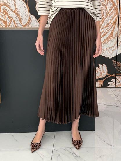 Gonna midi plissè marrone - Kontatto