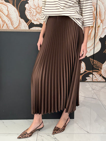 Gonna midi plissè marrone - Kontatto