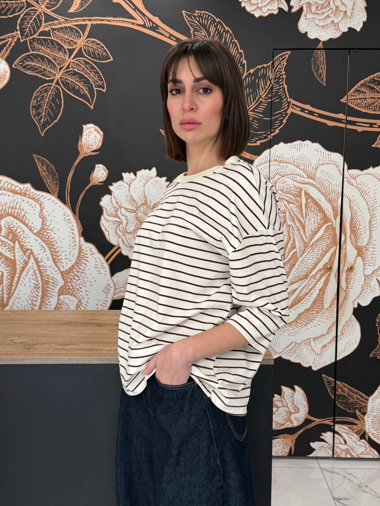 T-shirt righe manica al gomito vari colori - Philia Loft