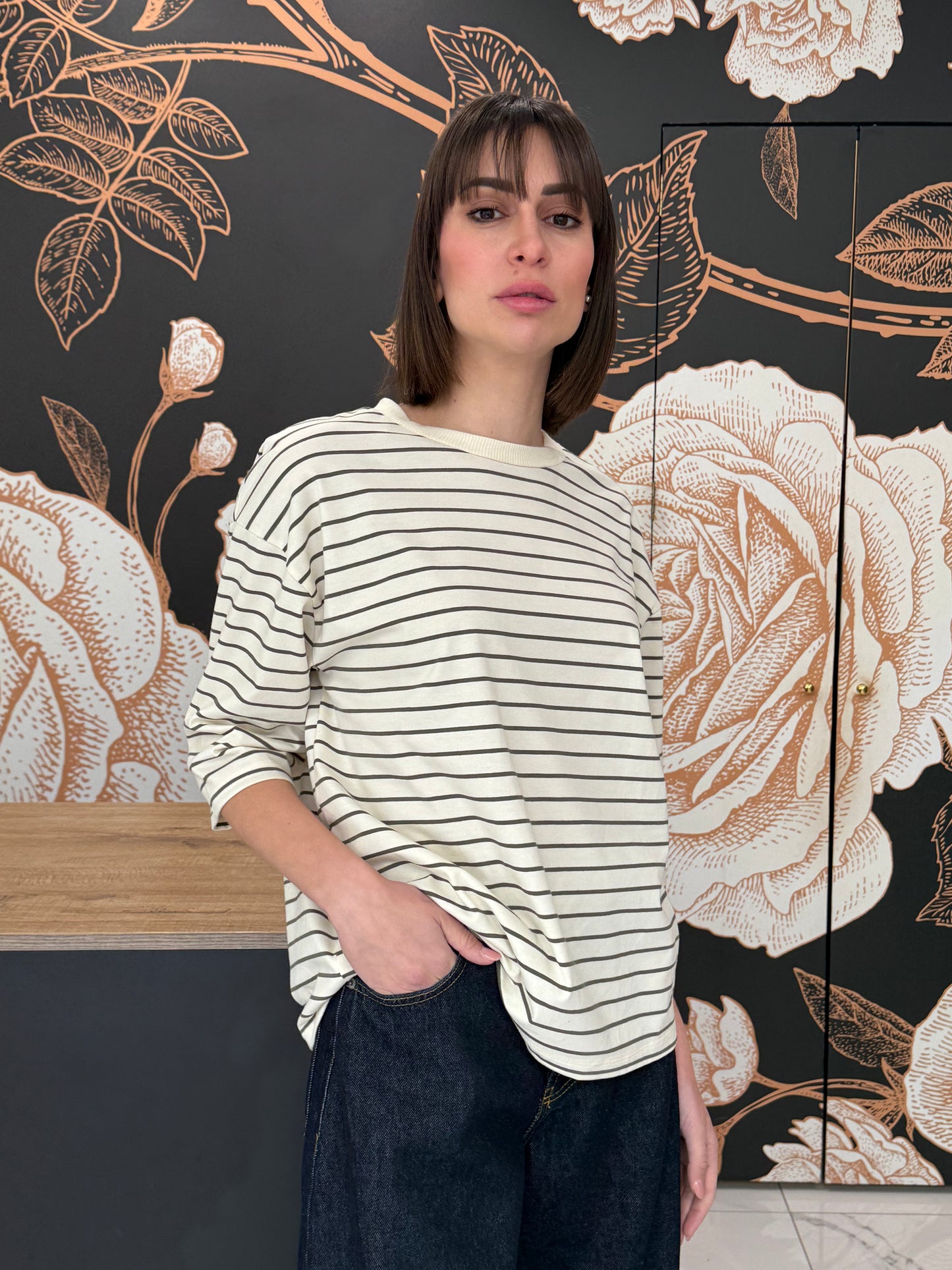 T-shirt righe manica al gomito vari colori - Philia Loft