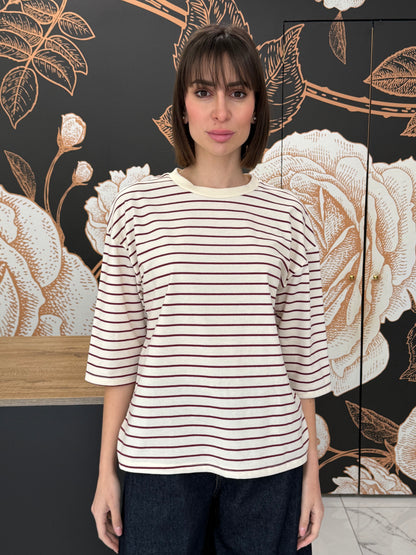 T-shirt righe manica al gomito vari colori - Philia Loft