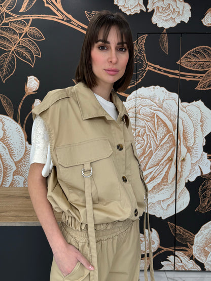 Gilet con tasconi beige- Philia Loft