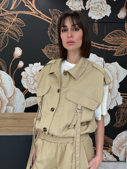 Gilet con tasconi beige- Philia Loft