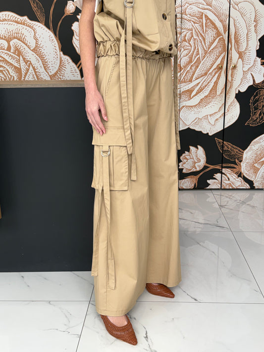 Pantalone cargo palazzo beige - Philia Loft