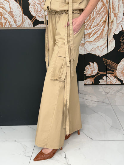 Pantalone cargo palazzo beige - Philia Loft