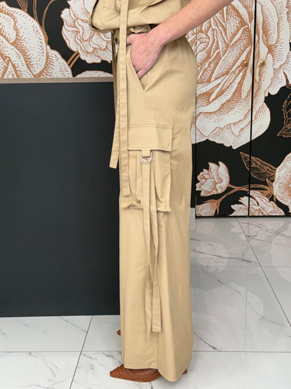 Pantalone cargo palazzo beige - Philia Loft