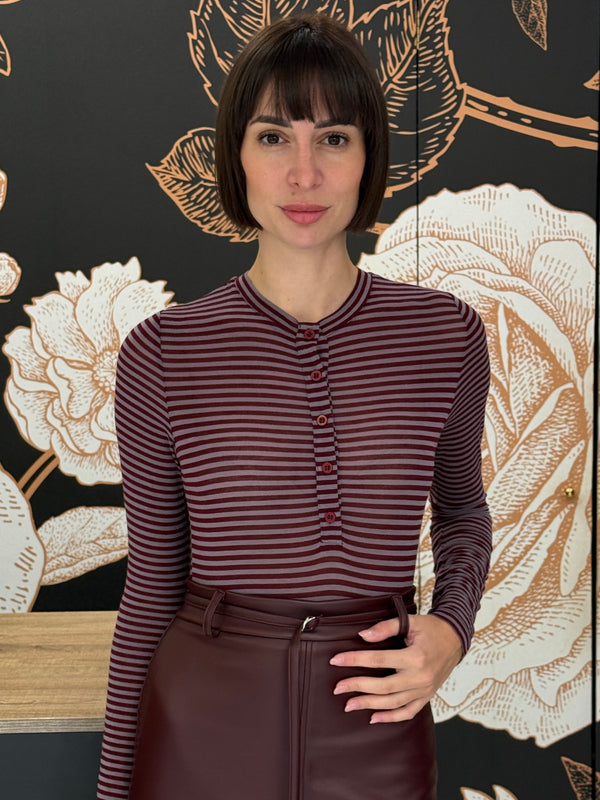MAGLIA SERAFINO MILLE RIGHE BORDEAUX/MALVA