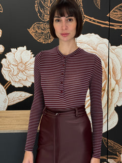 MAGLIA SERAFINO MILLE RIGHE BORDEAUX/MALVA