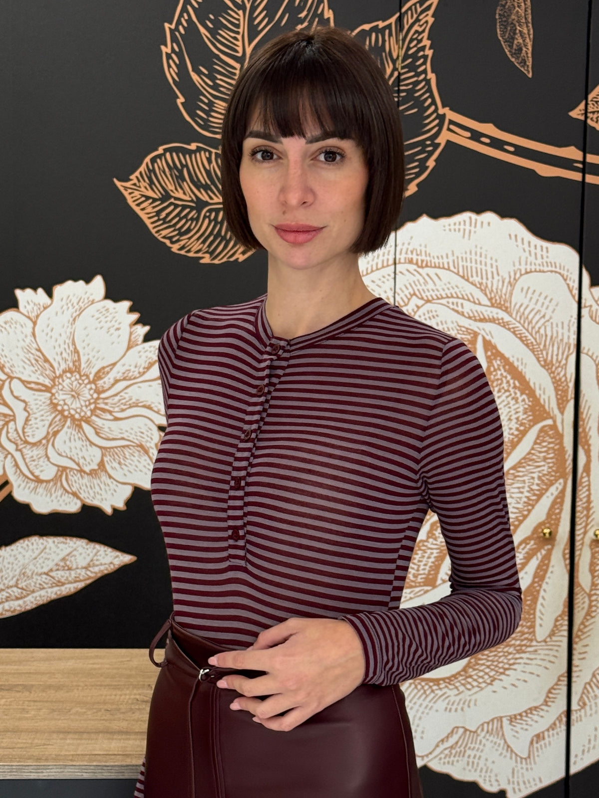 MAGLIA SERAFINO MILLE RIGHE BORDEAUX/MALVA