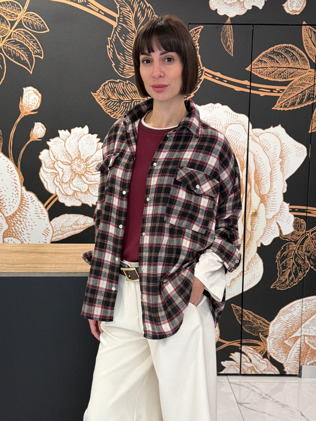 Camicia Check /Bordeaux/Panna/Nero - Philia Loft