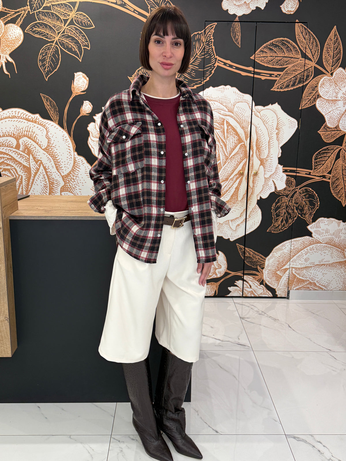 Camicia Check /Bordeaux/Panna/Nero - Philia Loft