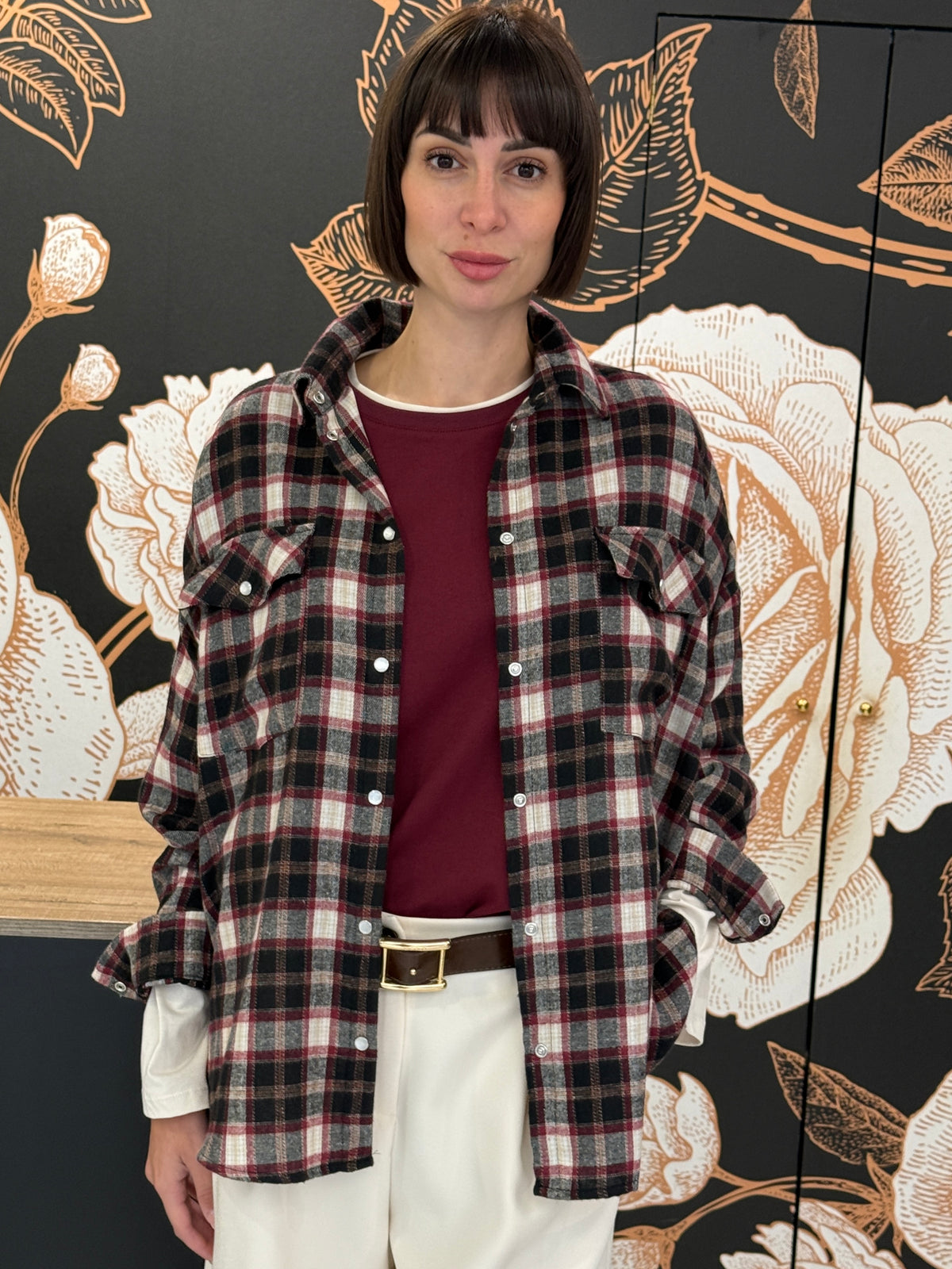 Camicia Check /Bordeaux/Panna/Nero - Philia Loft