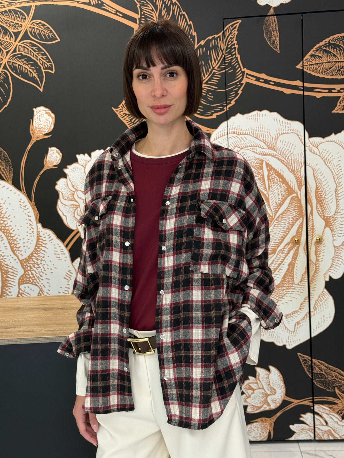 Camicia Check /Bordeaux/Panna/Nero - Philia Loft