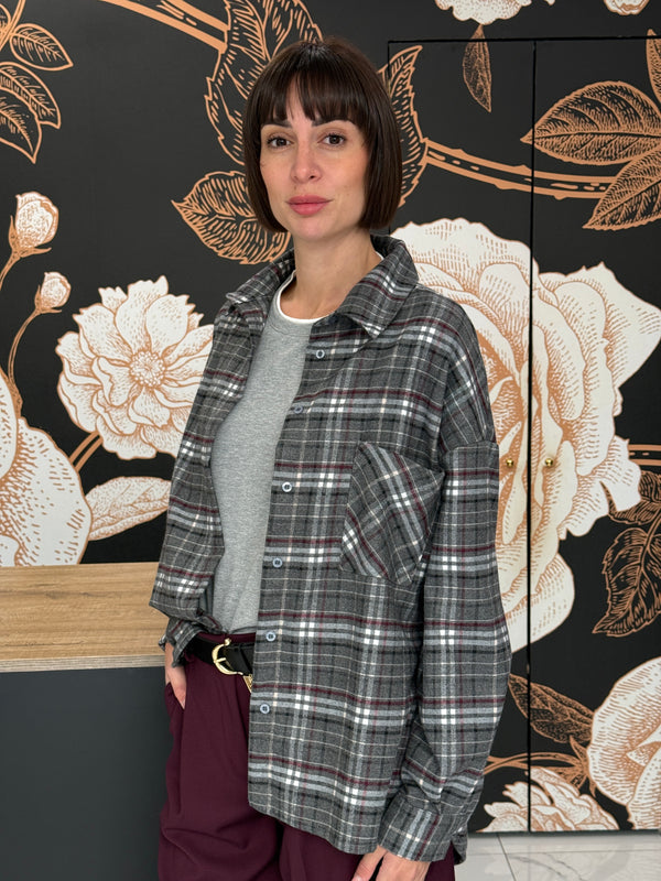 Camicia Check Grigio/Bordeaux/Panna - Philia Loft