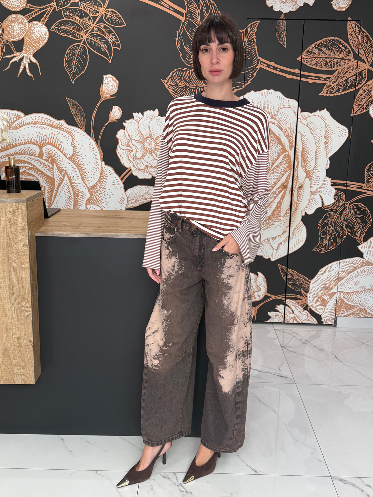 Pantalone vita linea barrel moro - Philia Loft