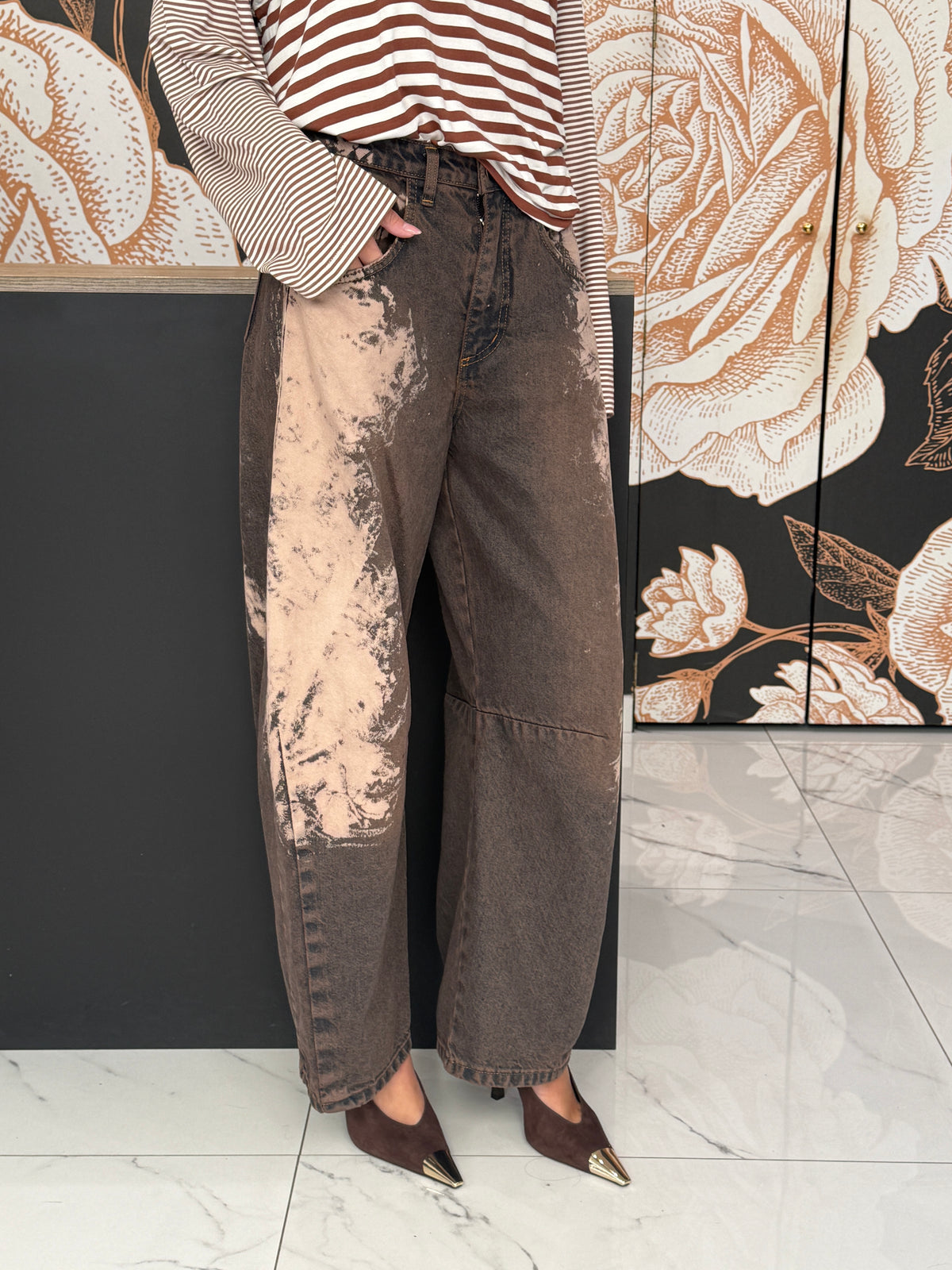 Pantalone vita linea barrel moro - Philia Loft