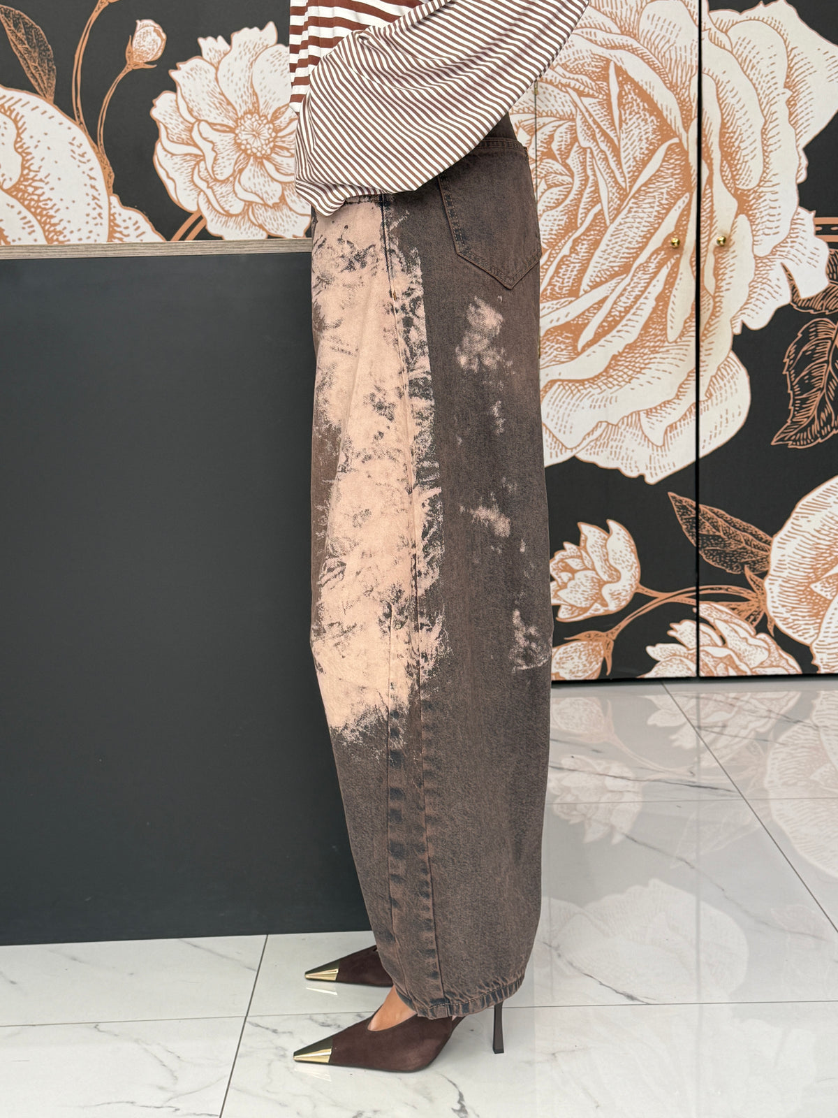 Pantalone vita linea barrel moro - Philia Loft