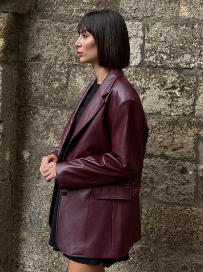 Blazer in ecopelle bordeaux - Silence Limited
