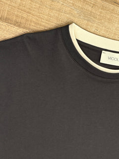 T-shirt doppia manica a contrasto di colore asfalto - Vicolo